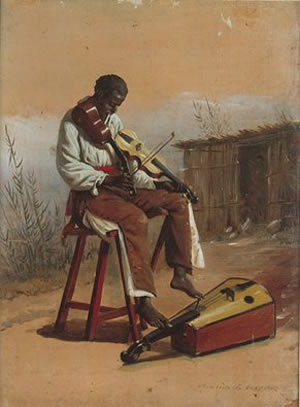 Músico de Veracruz oleo de Edouard Pingret pintor romántico francés, 1852