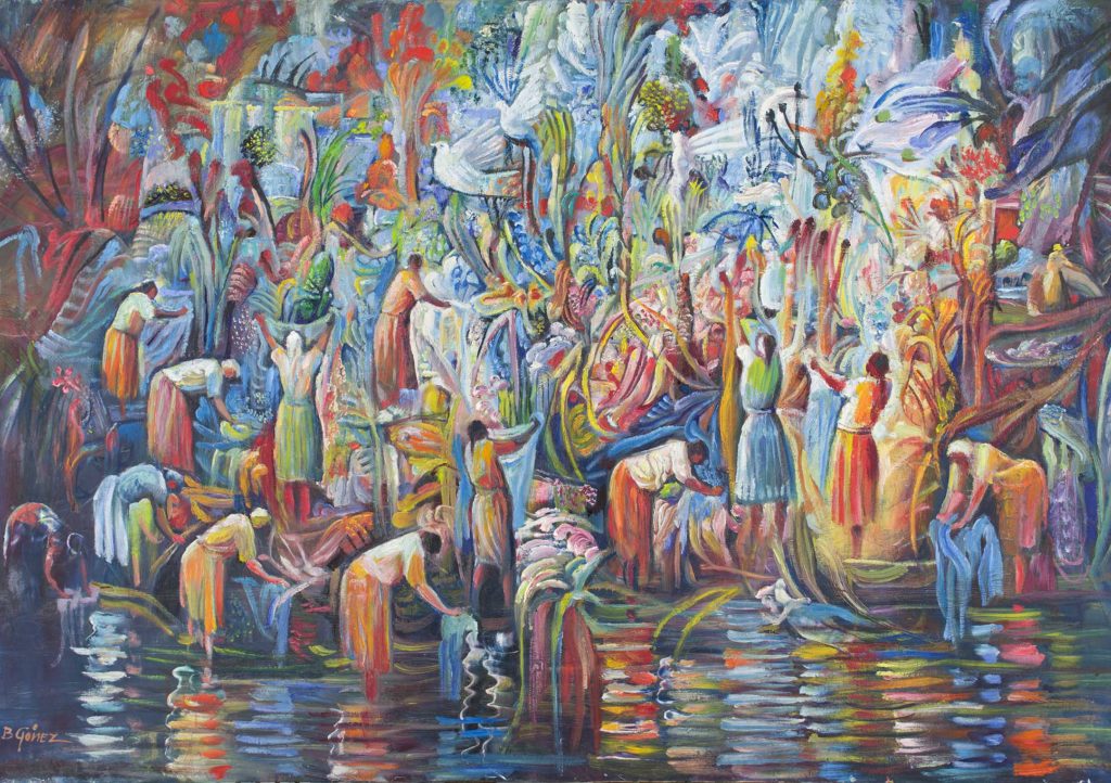 Benigno Gómez (1934-2017 Honduras). Lavandera. Óleo sobre tela / oil on canvas