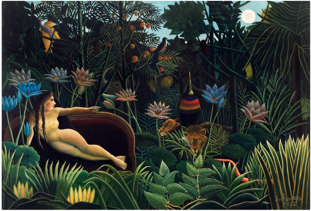 Henri Rousseau's The Dream (1910) famous painting. Original from Wikimedia Commons