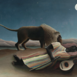 Henri Rousseau's The Sleeping Gypsy (La Bohémienne endormie) (1897) famous painting