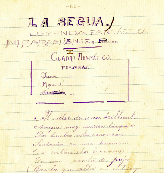 Manuscrito de Rubén Darío Manuscrito de Rubén Darío