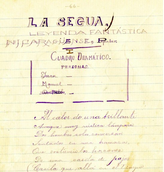 Manuscrito de Rubén Darío